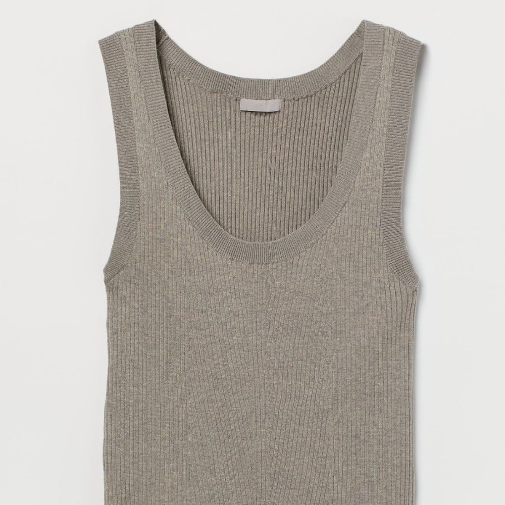 H&M Ribbed Tank Top - Taupe